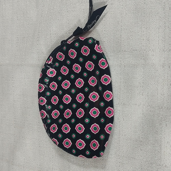 Dark Navy Blue Pink Flowers Floral Vera Bradley Small Coin Purse Bag - Picture 2 of 7